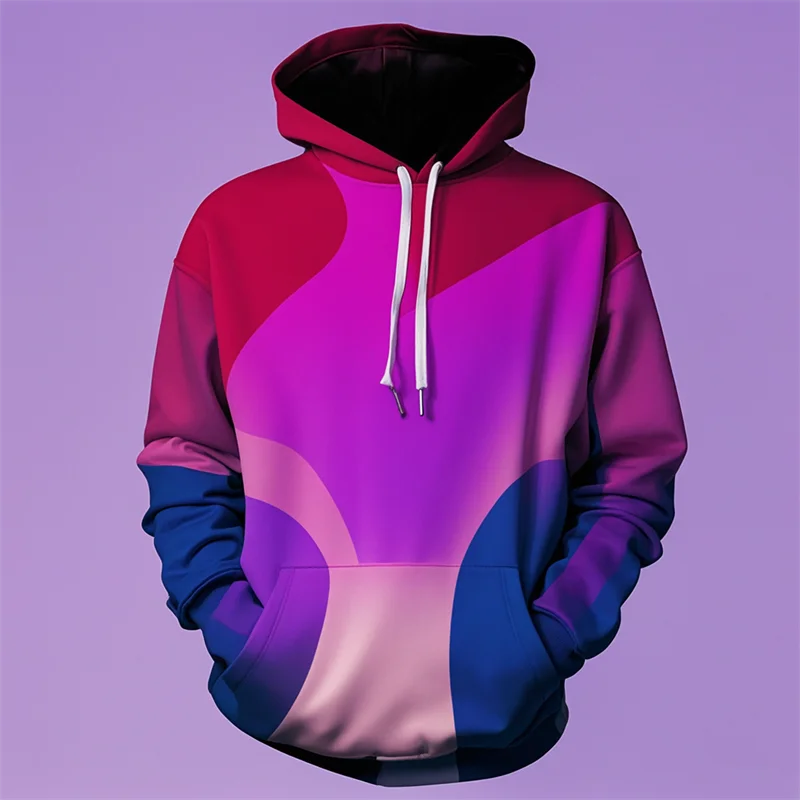 3D Printed Purple Hoodie Men's Y2k Casual Design Hooded Sport shirt Autumn Street Hip Hop Men's Clothing Tops