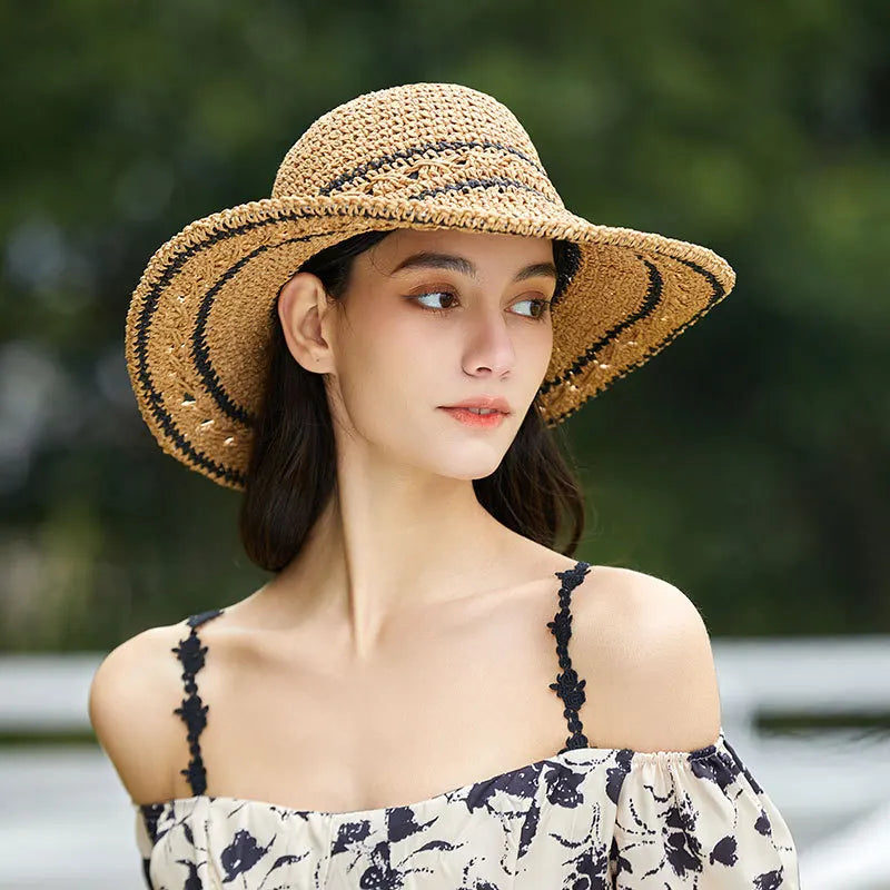 r New Straw Hat Women's Sunshade and Face Shield Hat