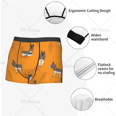 Funny Cartoon Donkey Pattern Men's Funny Underwear Boxer Briefs Slight Elasticity Male Shorts, Novelty Stylish Gift for Men Boys