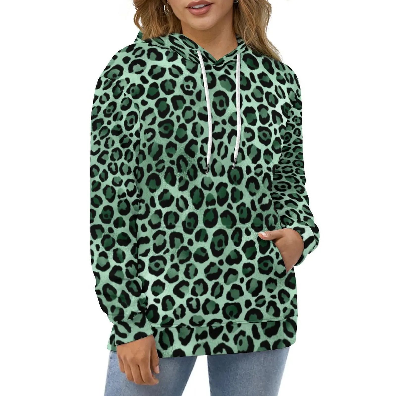 Purple And Gold Leopard Hoodies Animal Print Street Wear Oversize Hoodie