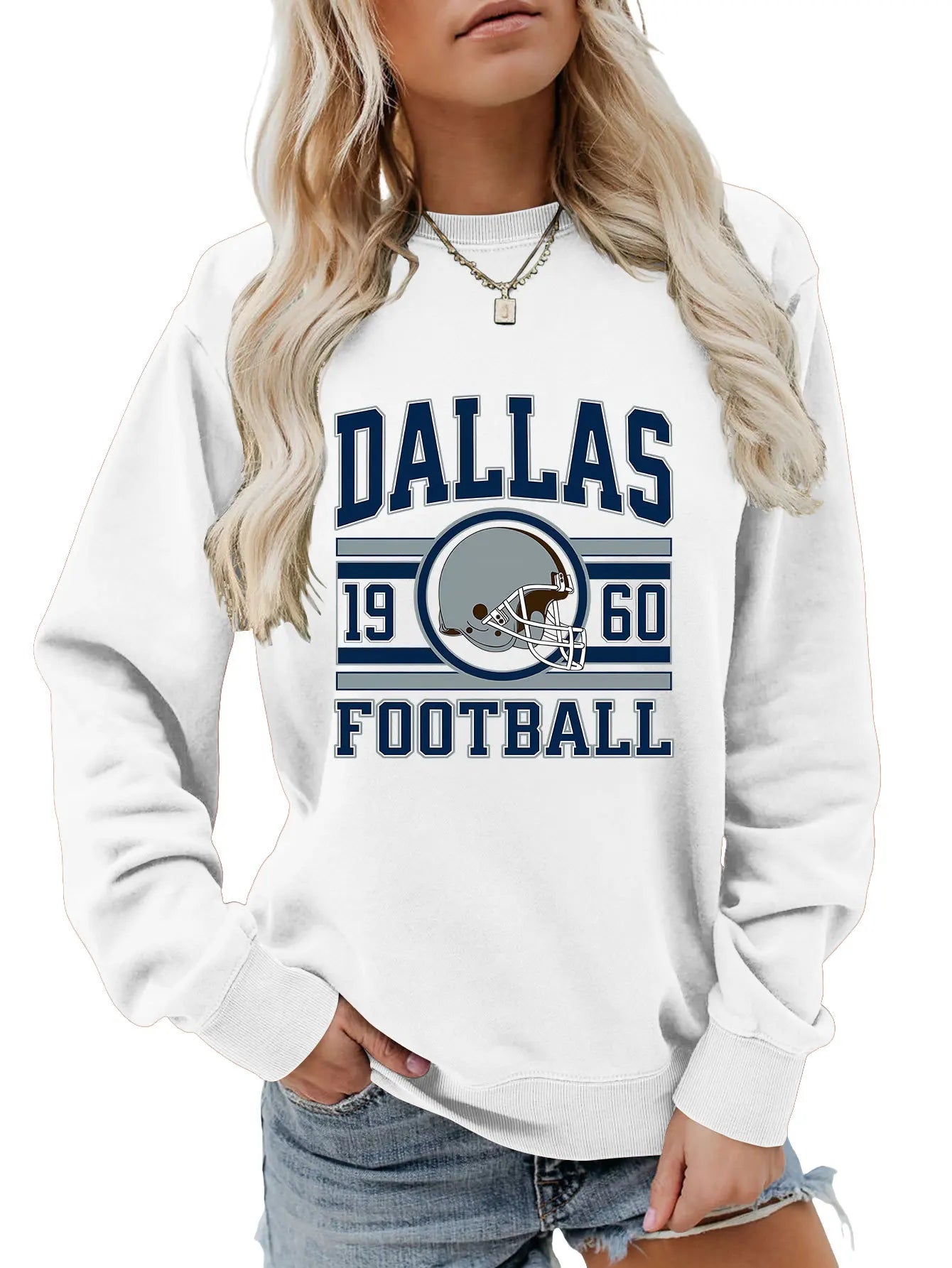 Autumn women's hoodie dallas 1960 football printed top fashion crew-neck long-sleeved hoodie casual all fashion hoodie jumper