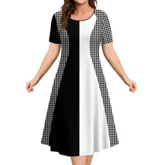 Summer Dresses For Women Patchwork Prints Plaid Clothing Clash Of Colors Party Dress