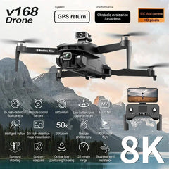 V168 Mini Drone 5G WiFi FPV Professional HD Aerial Photography 8k Dual-Camera Quadcopter for Xiaomi Optical Flow RC