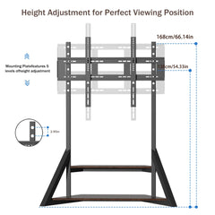 Floor TV Stand Heavy Duty Television Mount Bracket with Wood Shelves Height Adjustable for 65-100” LCD LED TVs Max VESA 800x600