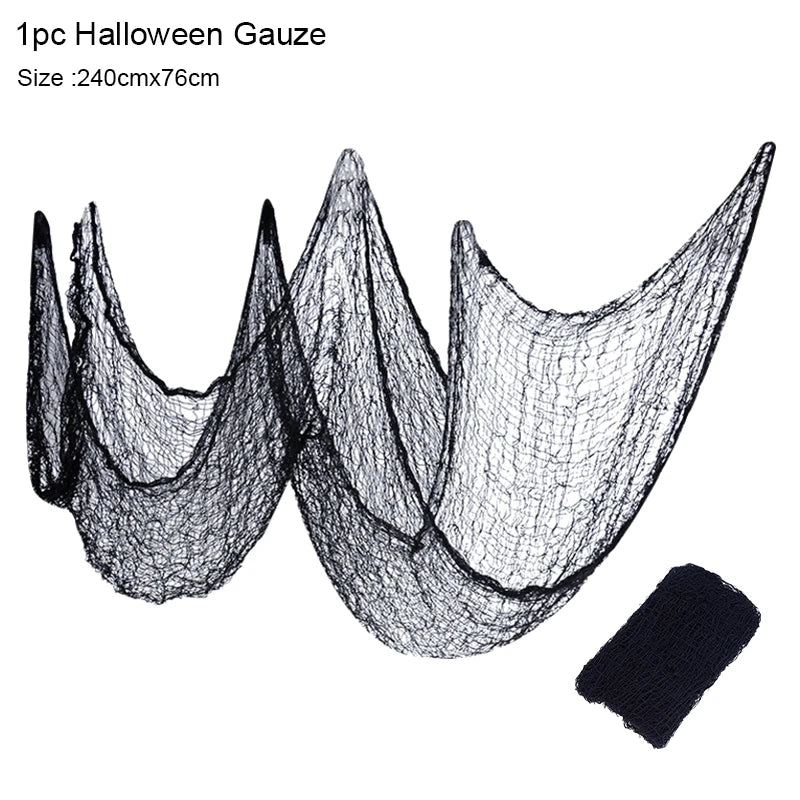 2M/4M White Black Halloween Gauze Creepy Cloths Giant Spider Web For Halloween Party Home Scene Decor Horror House Horror Props