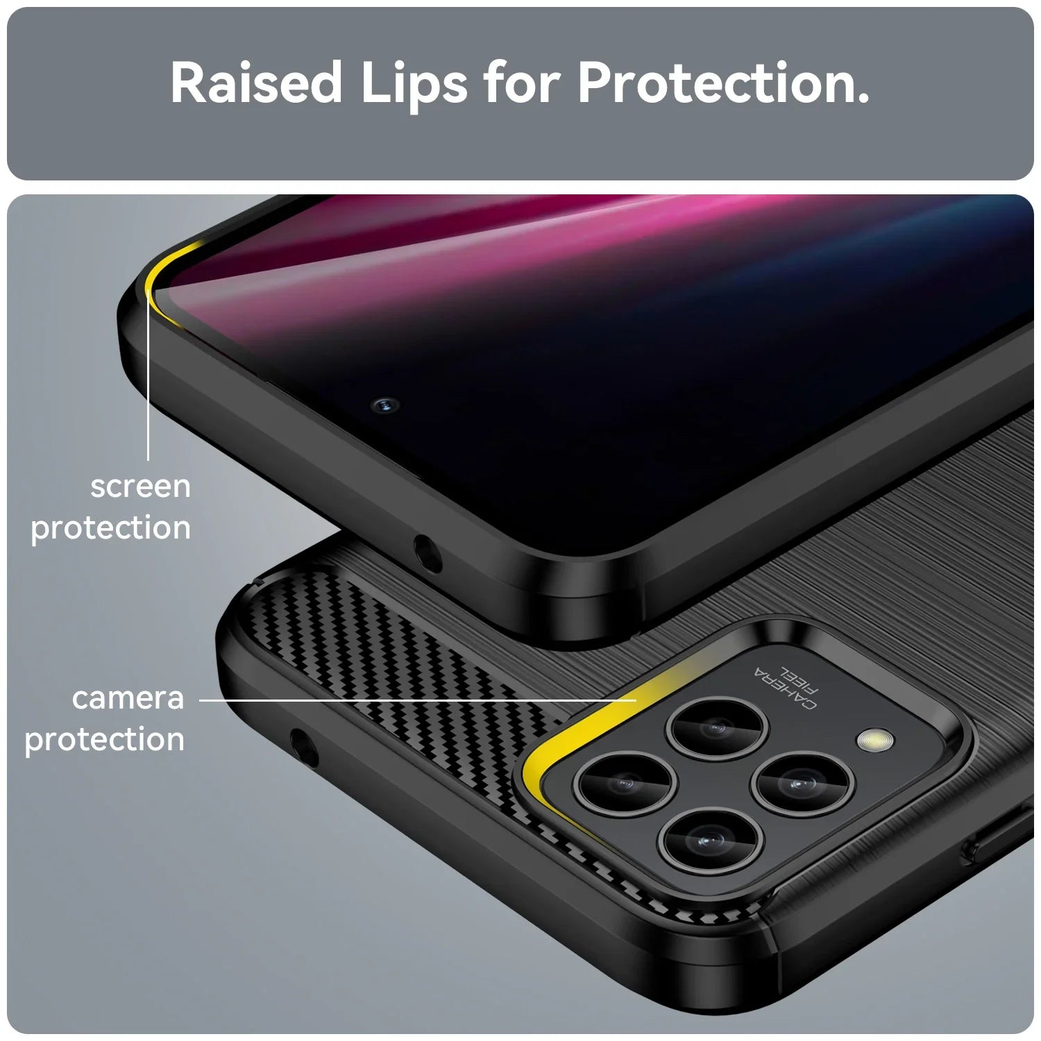 Carbon Fiber Texture TPU Case for T-Mobile Revvl 6x Pro 5G Revvl 6 T Phone Pro 5G Shockproof Protective Cover