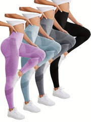 Breathable High-Waisted Yoga Solid Color Tummy Control Sportswear Comfortable Fitness Gym Tights Activewear