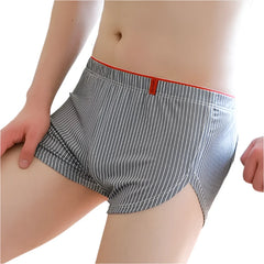 Mens Underwear Aro Pants Ice Silk Striped Slip Homme Pajama Boxer Shorts Trunks Sleep Bottoms Underpants Boxershorts