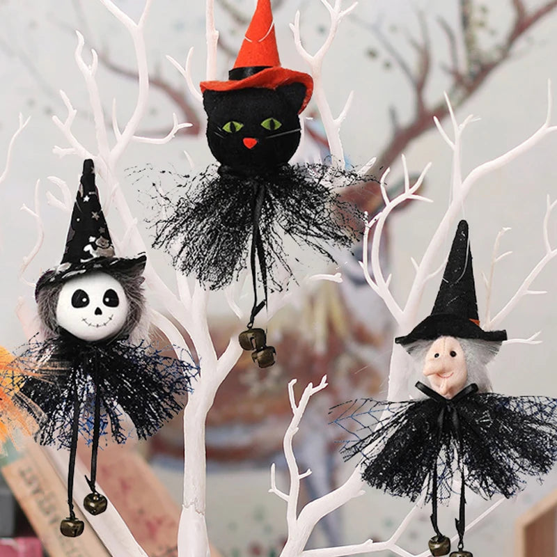 3PCS/Set Halloween Bar Tree Pendant Plush Doll Decor Ornament Party Scary Charm Decorate Cat Hanging Outdoor Decorations Prop