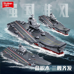 Hot Sluban Blocks Military Series Maritime Aircraft Carrier Model Building Blocks