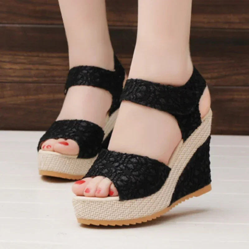 Summer New Fashion Mesh Peep Toe Platform High Heel Women Sandals