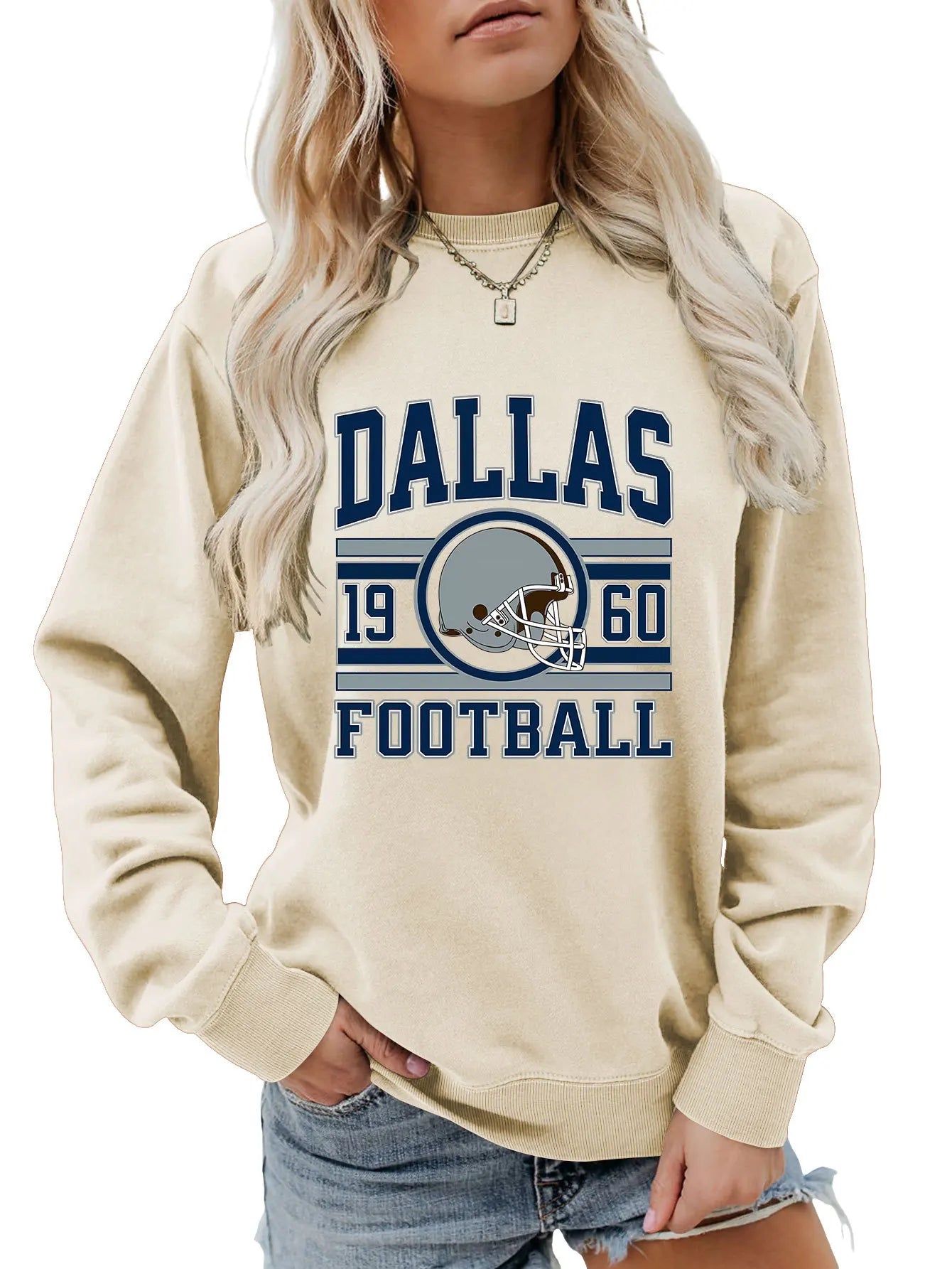 Autumn women's hoodie dallas 1960 football printed top fashion crew-neck long-sleeved hoodie casual all fashion hoodie jumper