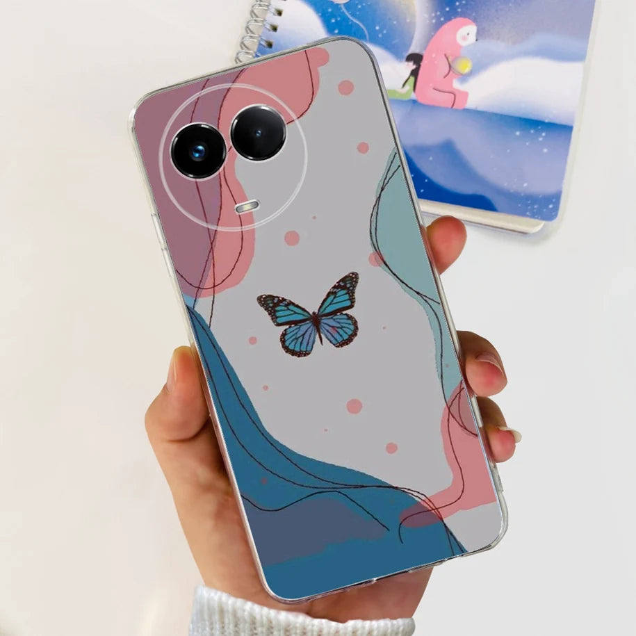 For Realme 11X Case RMX3785 Luxury Marble Butterfly Cover