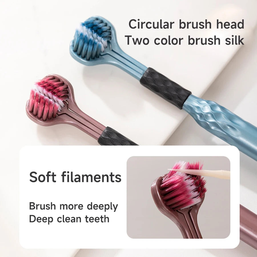 3-Sided Toothbrush for Comprehensive Cleaning Raised Tongue Coating Brush