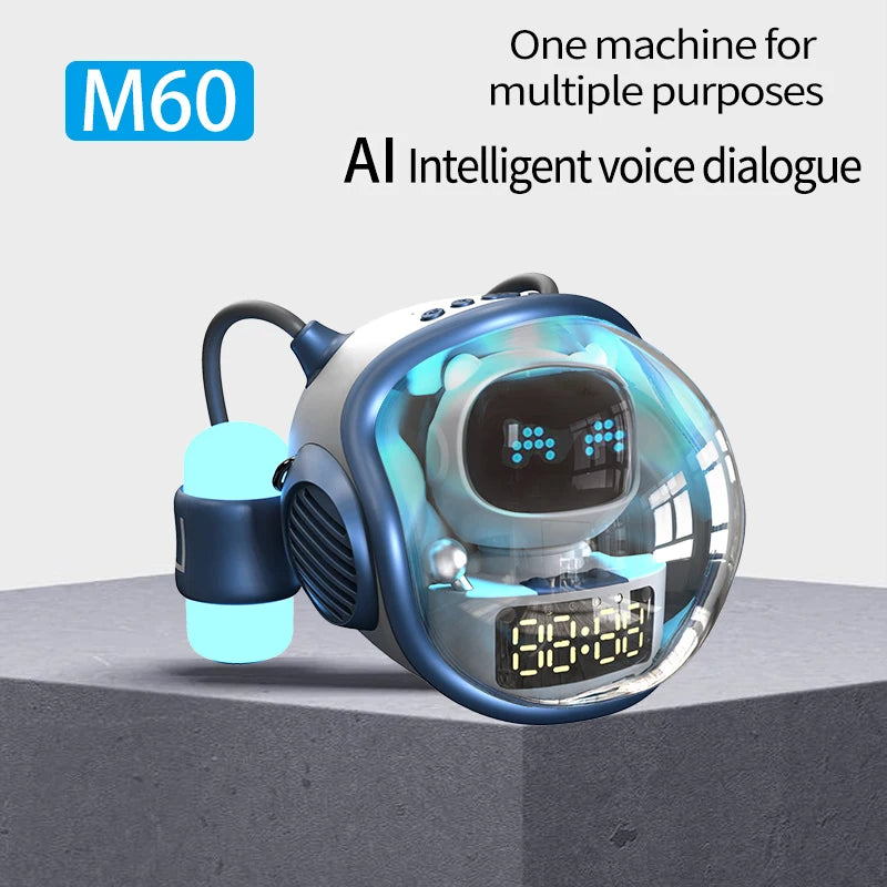 Astronaut Spaceship Wireless Bluetooth Speaker AI Interactive With RGB Light Alarm Clock Night Light