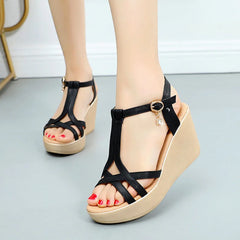 Rome Wedge Woman Summer Platform Shoe Woman Elegant Party Dress Sandal Female Women  Fish Mouth Sandal Ladies