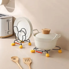 Mouse Kitchen Organizer Pot Lid Rack Stainless Steel Spoon Holder Pot Lid Shelf Cover Stand Cooking Dish Rack Pan