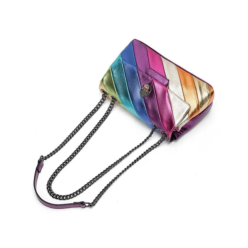 Kurt Geiger Shoulder Bag Luxury Designer 2024 New Women's Bags Stitched Chain Crossbody Rainbow Eagle Head Bag