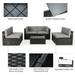 Patio Furniture Sets, 7 Piece PE Rattan Wicker Sofa Set, Outdoor Sectional Furniture Chair Set, Outdoor Furniture Sets