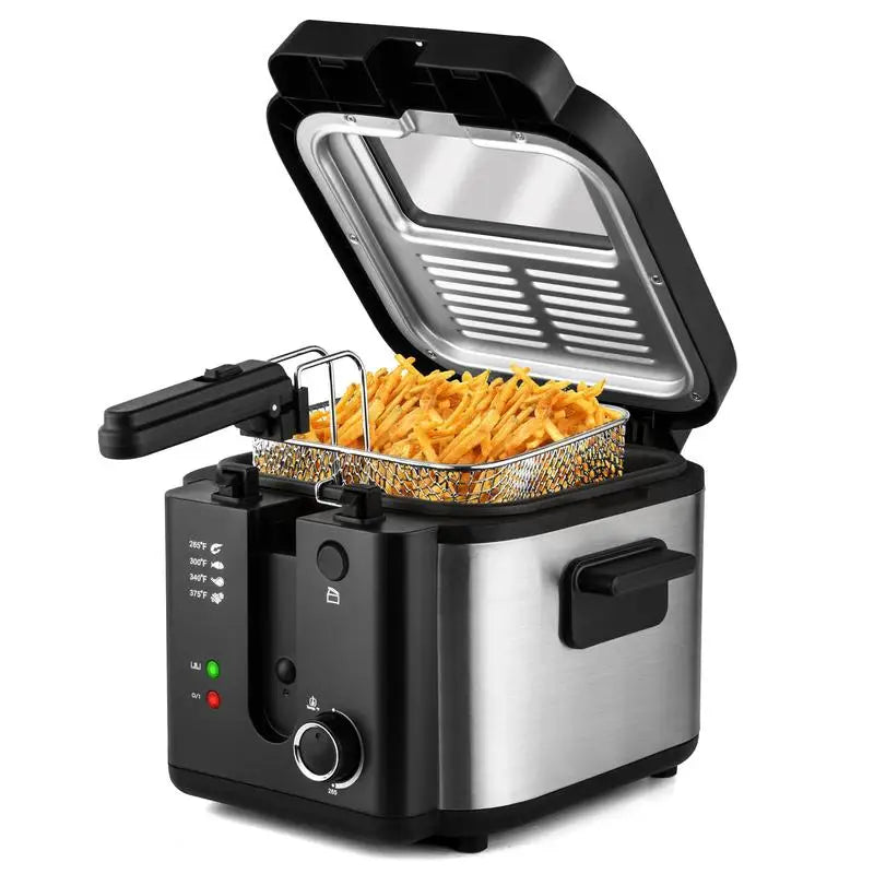 SUSTEAS Deep Fryer with Basket, 1500W Electric Deep Fryers for Home Use with Temperature Control