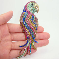 Retro Colored Rhinestone Parrot Brooch Animal Brooches Pin for Women Girls Clothing Accessories