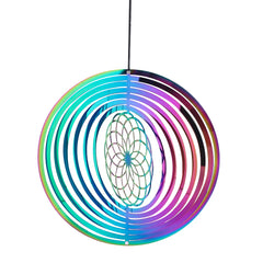 Rainbow Mandala Wind Spinner 3D Rotating Geometry Energy Flower