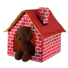 Folding Kennel Small Dog and Cat Kennel Portable Brick Wall Warm and Comfortable Pet Kennel Animal Cave