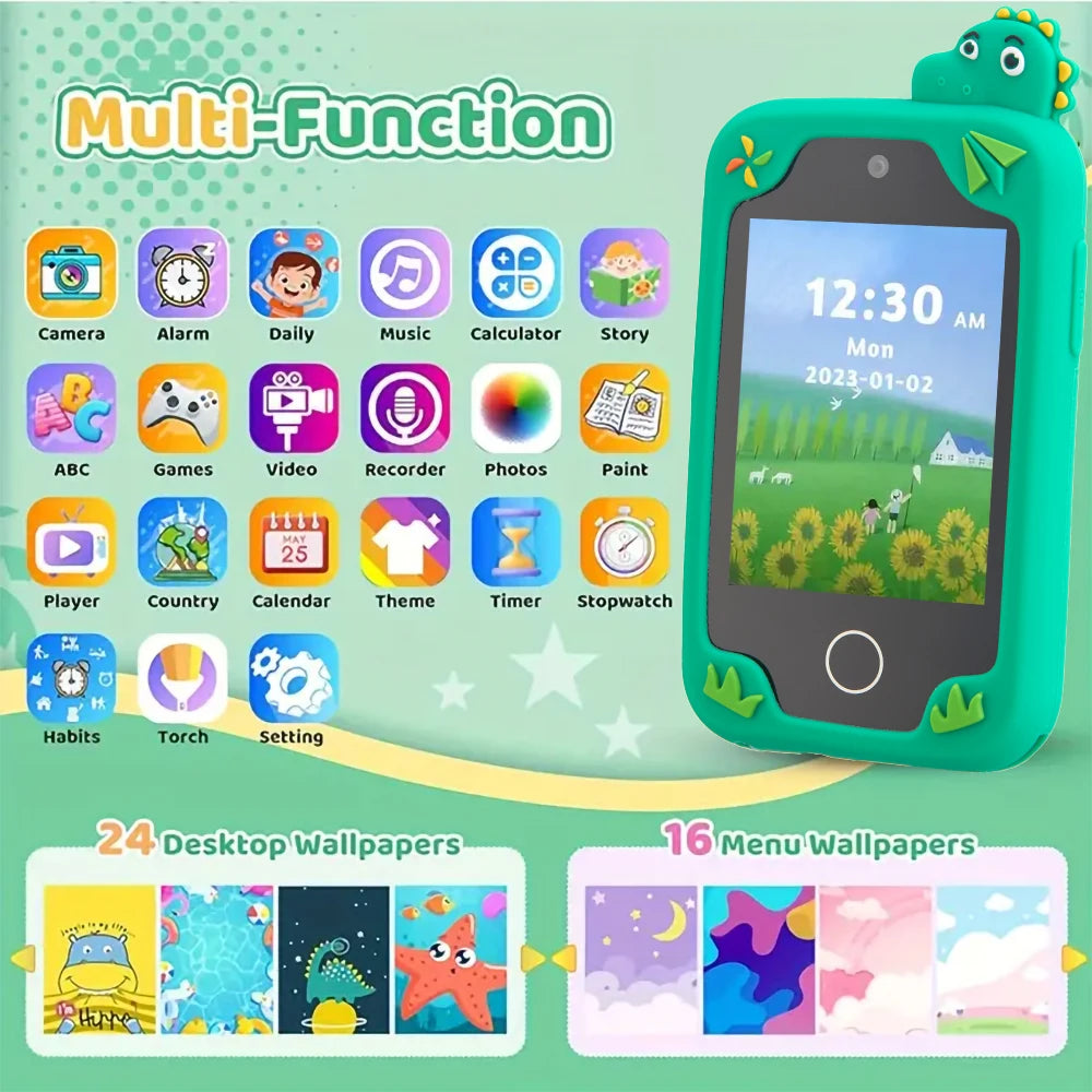 Cartoon Dinosaur Kids Smart Phone Toys Educational Music MP3 Player