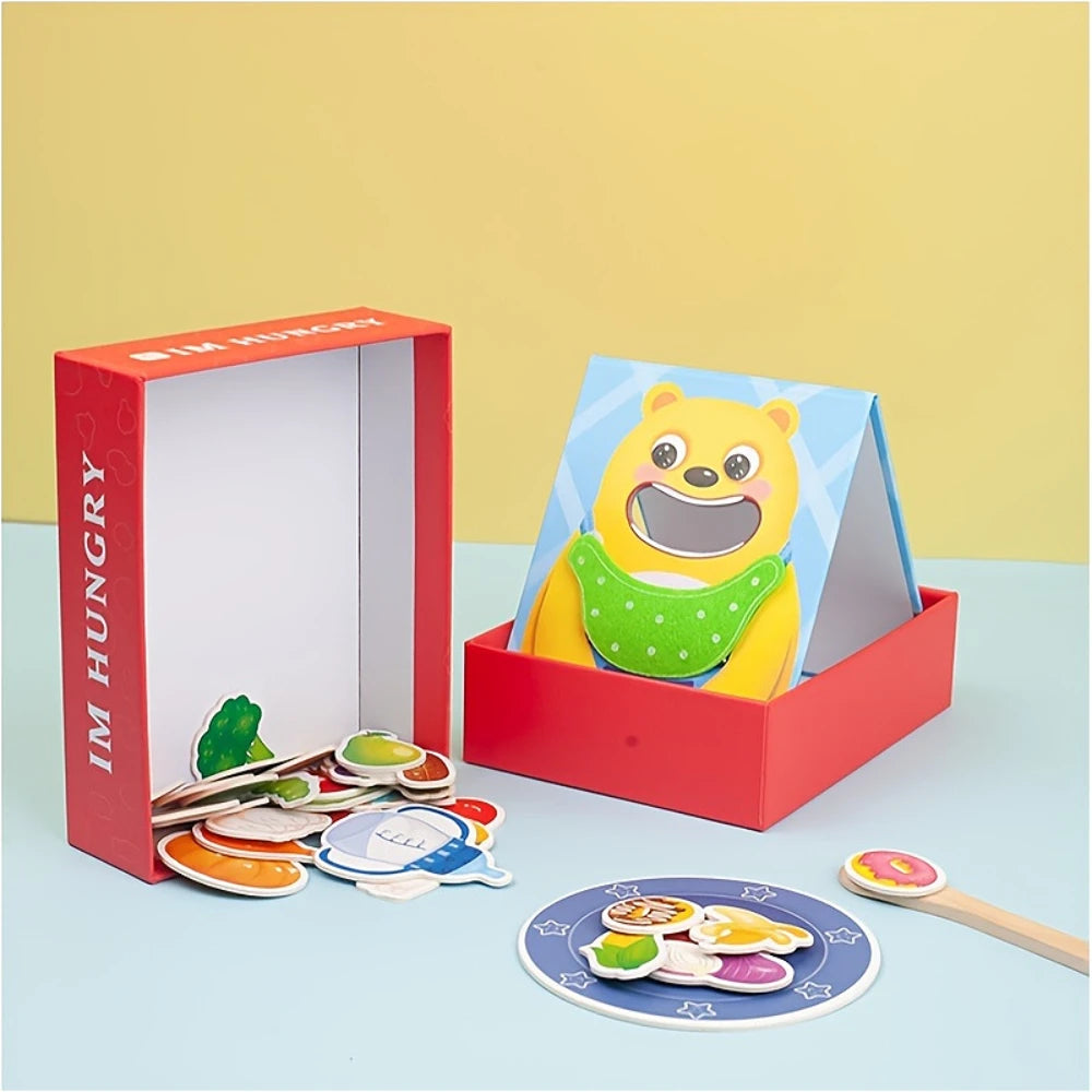 Delightful Bear Feeding Toy - Develops Fine Motor Skills, Hand-Eye Coordination - Desktop Puzzle Game