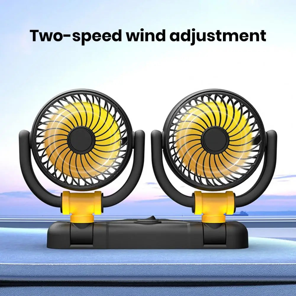 Two-speed Car Fan Powerful Dual Head Car Fan with Multi-angle Air Conditioner