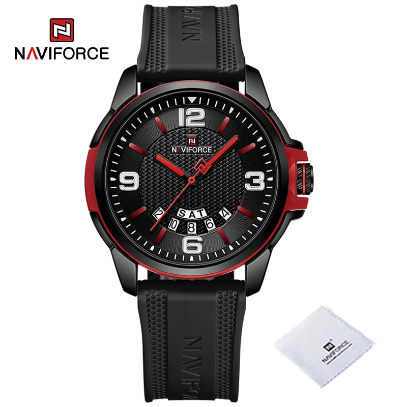 NAVIFORCE Creative TPU Strap Male Wristwatch Fashion Sports 3ATM Waterproof Quartz Day and Date Display Men Watches