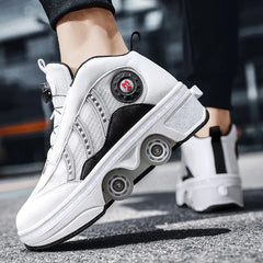 New Unisex Deformation Parkour Shoes Four Wheels Rounds Of Running Shoes 2023 Casual Sneakers Deform Roller Shoes Skating Shoes