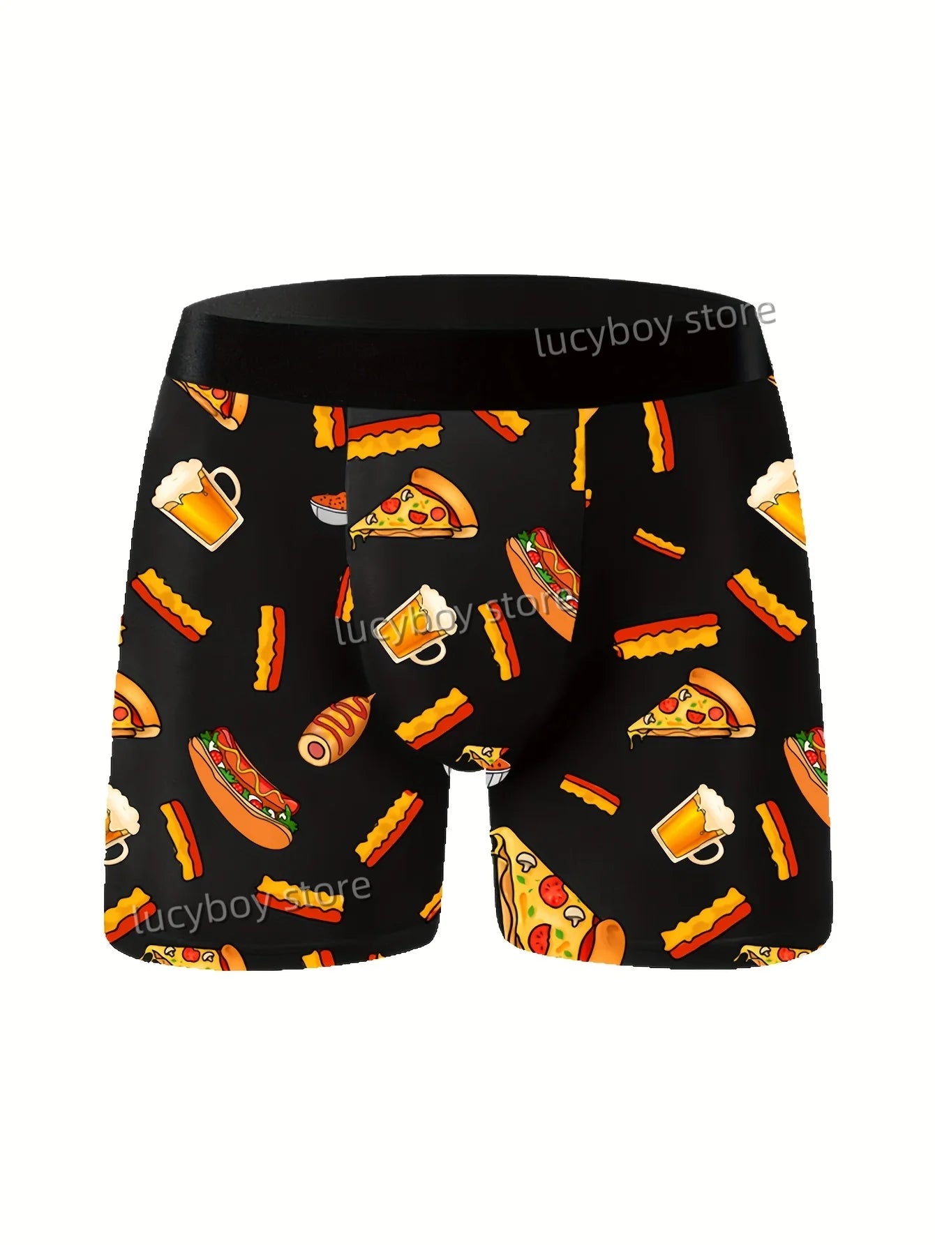 Mens Fun French Fries Burger Pizza Pattern Boxers Shorts  Men's Underpants Comfortable Cartoon Duck Man Underwear Mens Clothing