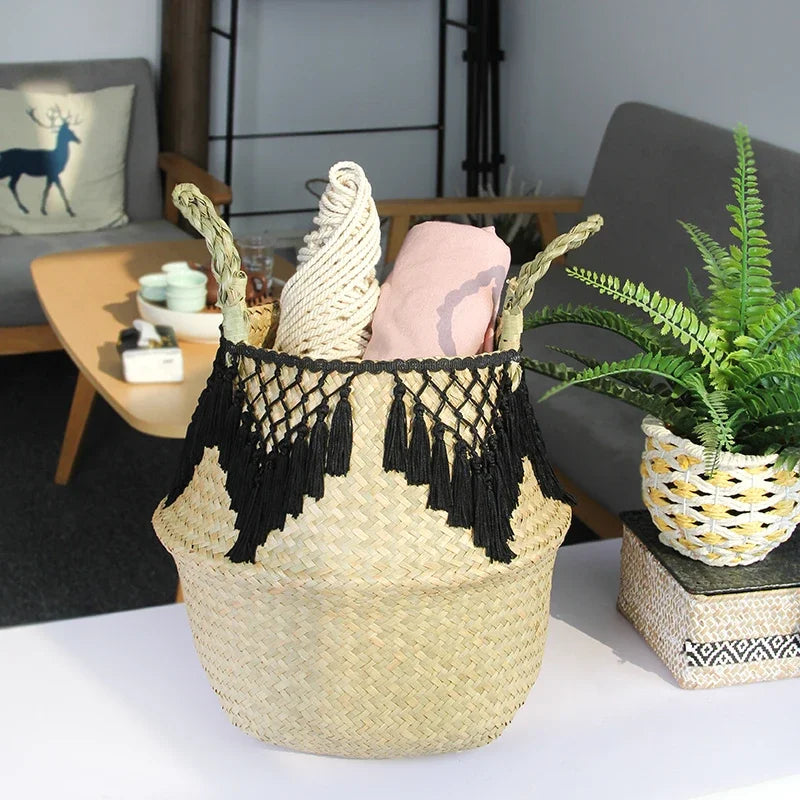 Wicker Basket Woven Seagrass for Plant Pot Organizer