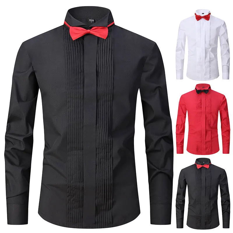 American size men's tuxedo shirt long sleeve spring and summer fashion new non-ironing formal business solid color plus size