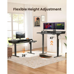 Electric Standing Desk with Drawers, 48″ X 24″ Gaming Desk with Monitor Stand, C-Clamp Mount, Home Office