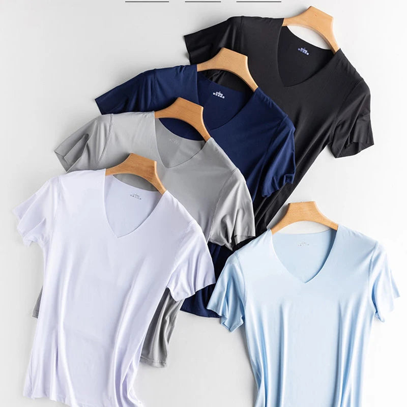 Summer Seamless Breathable Ice Silk T-Shirt Vest Men's