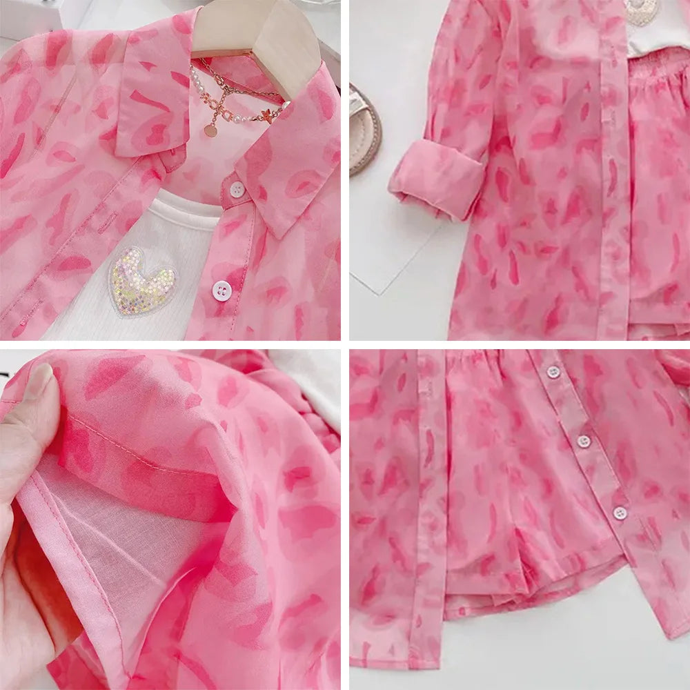 Jacket + Shorts Two-piece Set Children Girls Thin Section Children Clothing Set