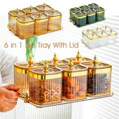 Storage Jar Tray With Lid Gold Luxury Household Box Jar