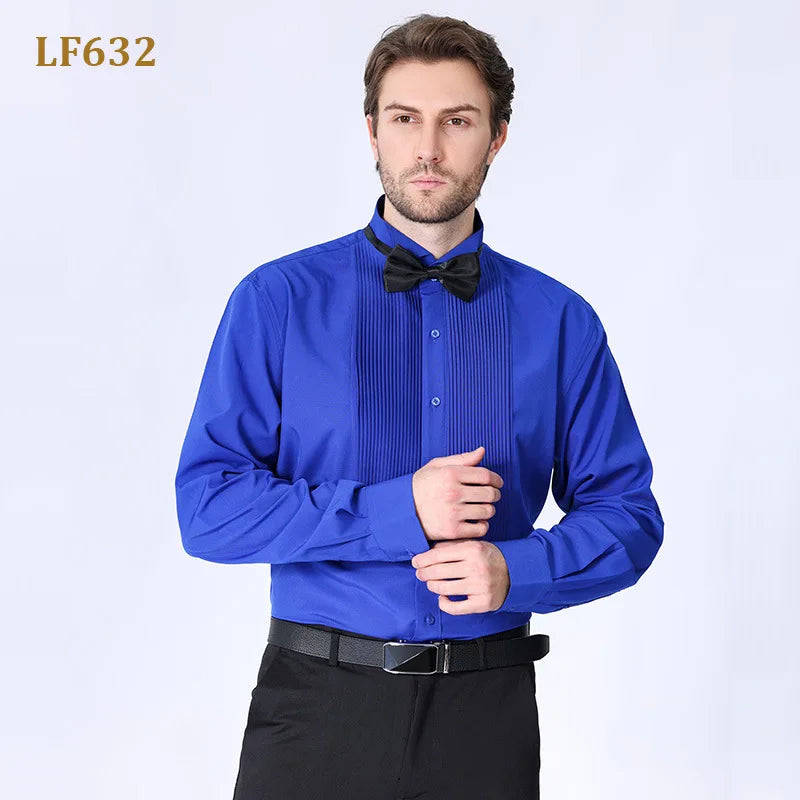 American size men's tuxedo shirt long sleeve spring and summer fashion new non-ironing formal business solid color plus size