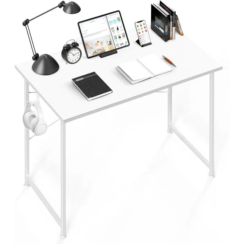 Small Space Writing Desk with Headphone Hooks Modern Simple Design, Suitable for Study, Home Office