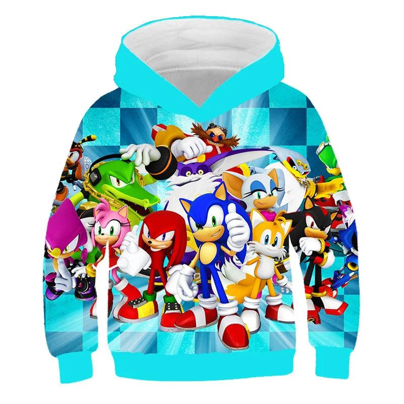 Japanese anime Sonic children's boy cartoon hoodie sweatshirt  3D printed cartoon boy and girl hoodie sweatshirt