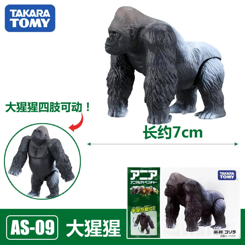 Original Takara Tomy Tomica Simulation Wild Animal Tiger Crocodile Elephant Lion Panda Orangutan Model For Children Toy Gift