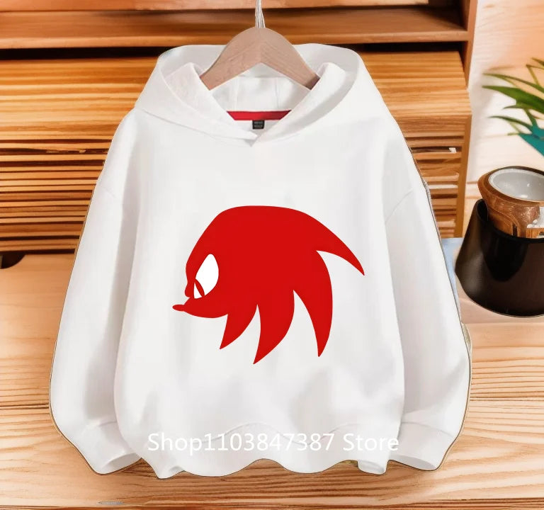 Sonics Hoodies Kids Cartoon Sonic Print Pullovers Baby Boys Children Long Sleeves Sweatshirt Girls Clothing Streetwear