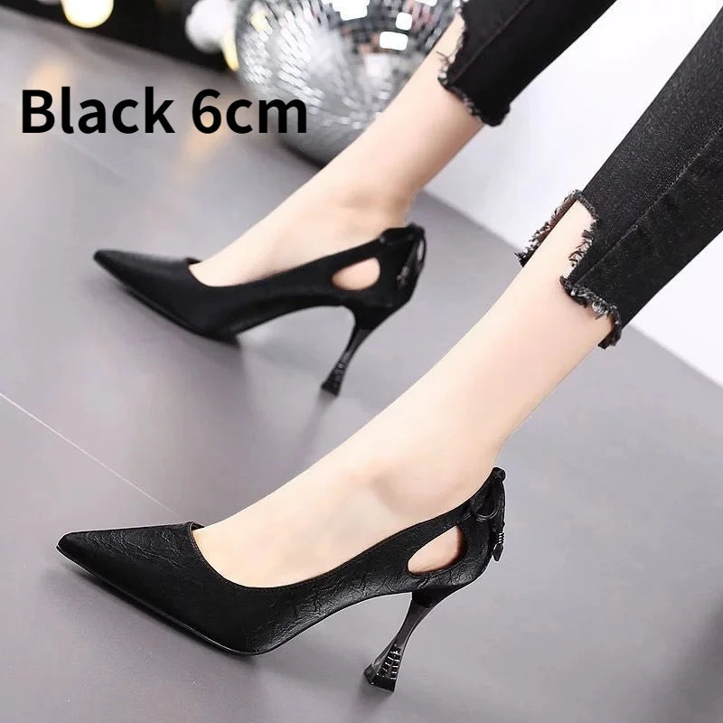 High Heels Shoes for Women Autumn Fashion Hollow Bow Pumps Solid Color Birthday Party Shoes