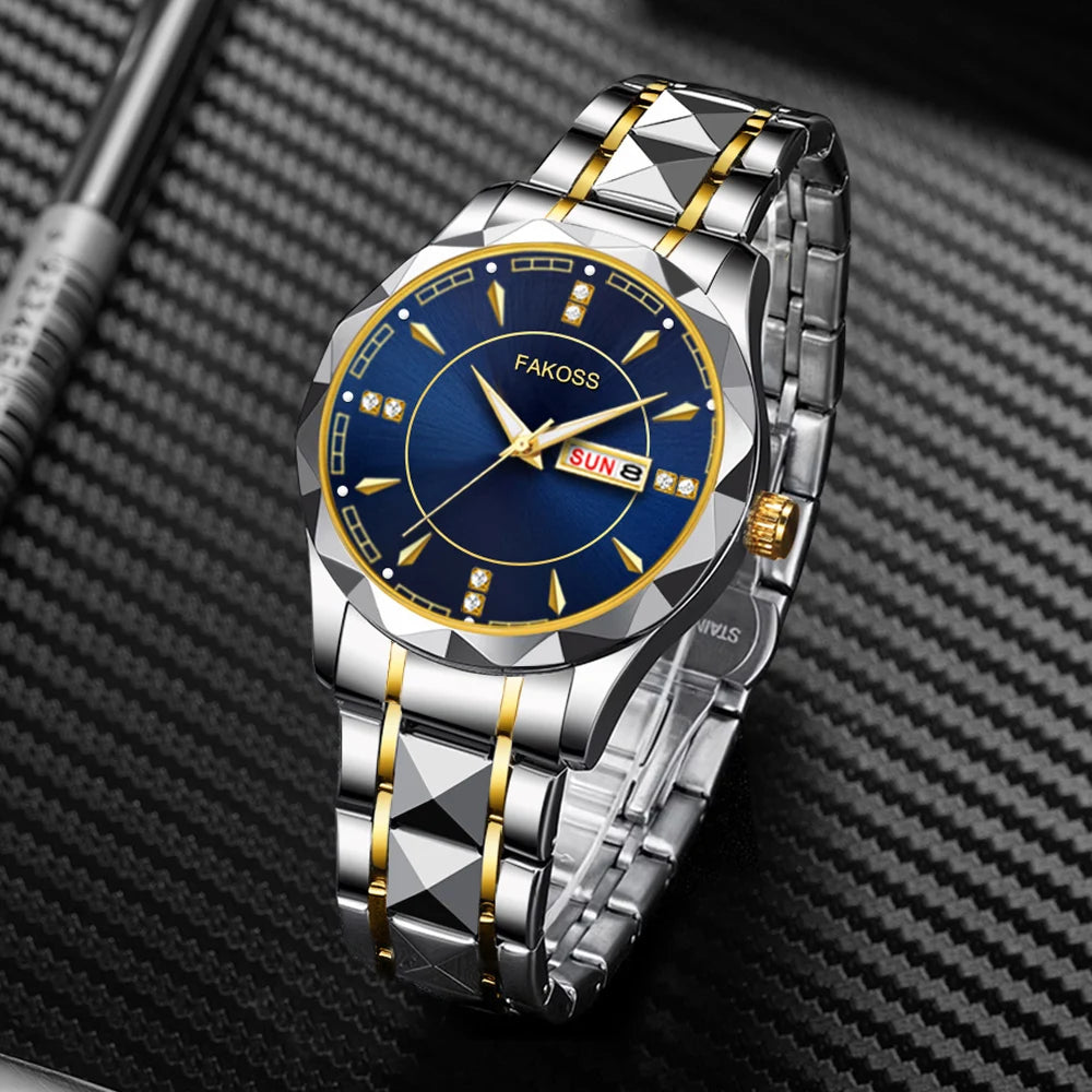 Men Quartz Watch Waterproof Date Week Luminous Watch Stainless Steel Men's Watches Male Clock Sports Reloj Hombre