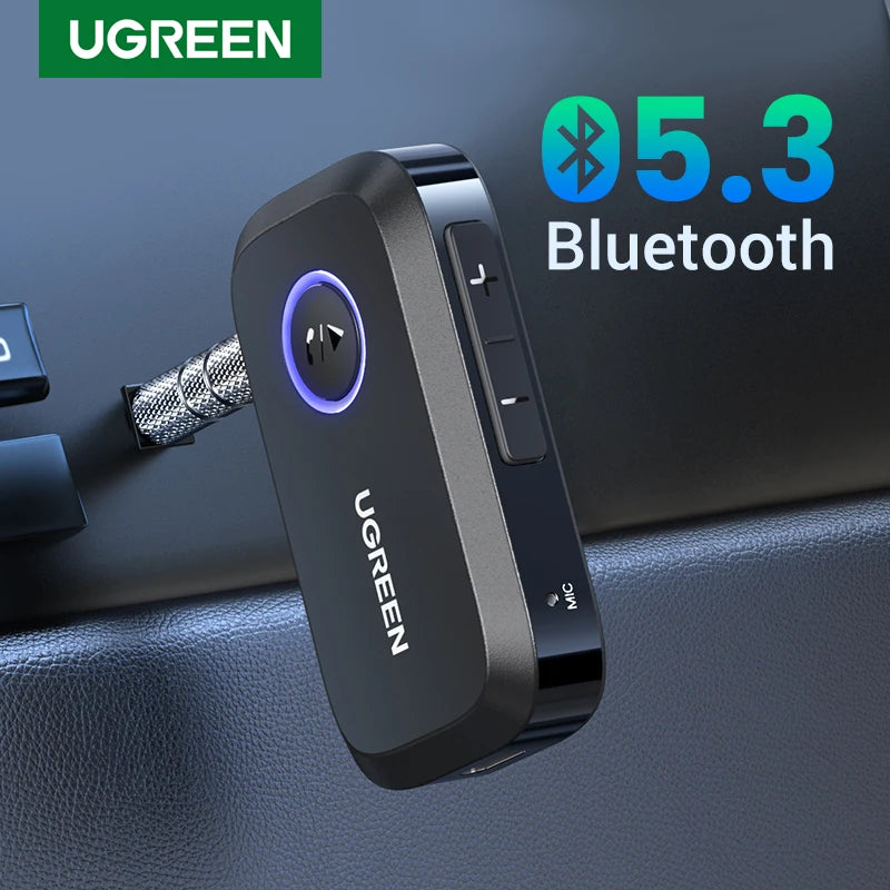 UGREEN Bluetooth Car Receiver Adapter 3.5mm AUX Jacks for Car Speakers Audio Music Receiver Hands Free Bluetooth 5.3 Adapter