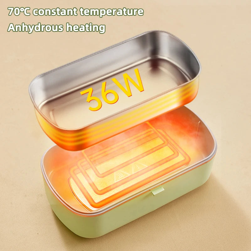 900ml Electric Lunch Box 304 Stainless Steel Food Warmer Without Water Heated Bento Box 70℃ Thermal Boxes for Office School