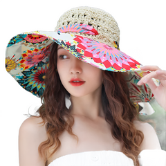 Women's Summer Bucket Folding fashion Straw Hat