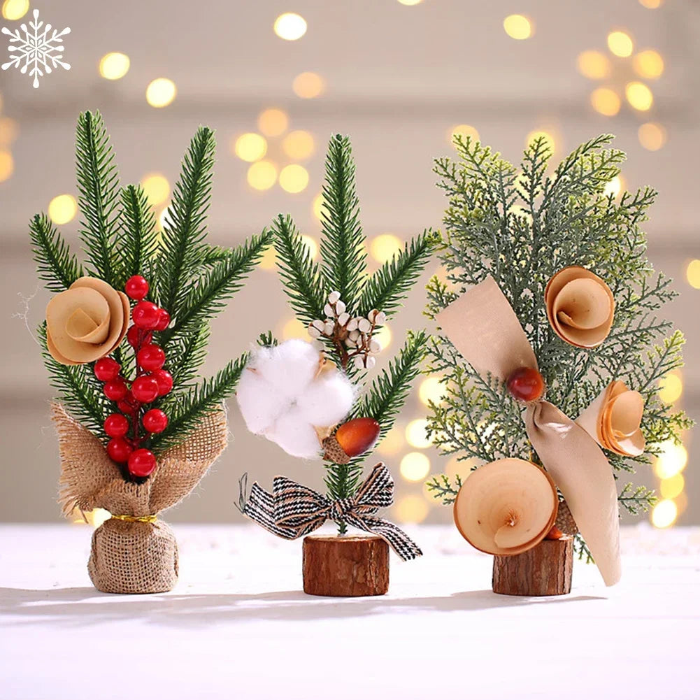 Christmas Tree Ornaments Snow Pine Tree 2024 Christmas Decorations for Home Desktop Xmas New Year Gift DIY Crafts